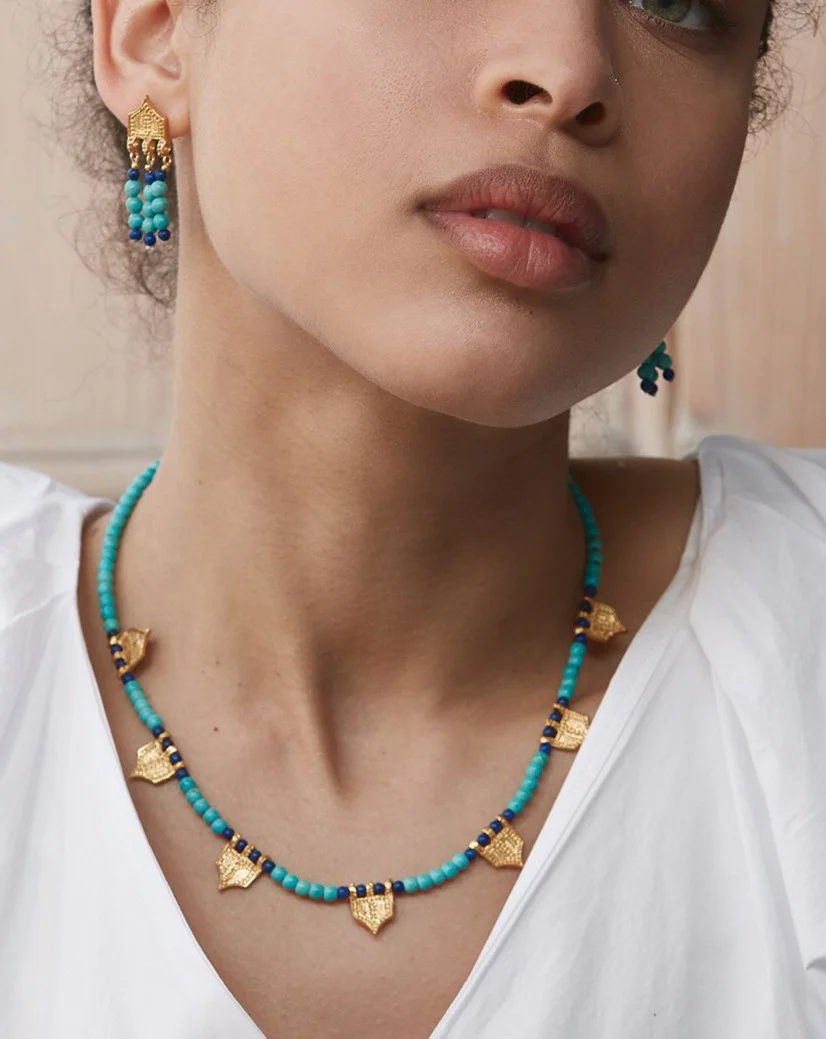 Riva Turquoise and Lapis Beaded Necklace